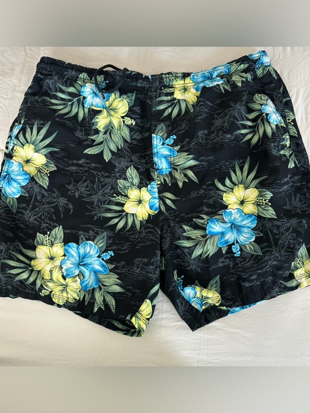 Hawaiian floral swim trunks